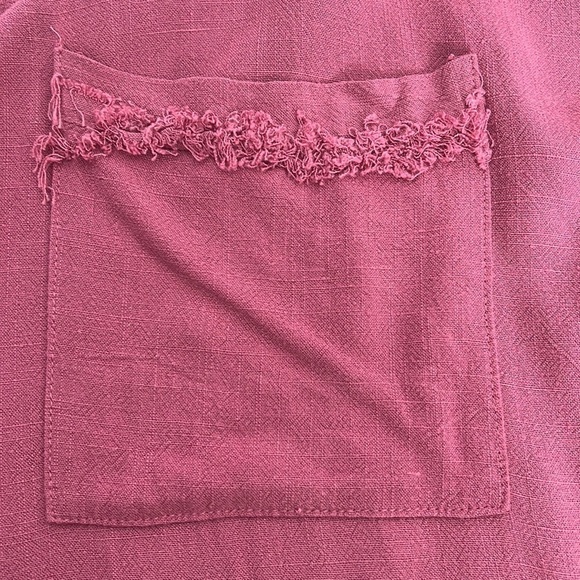 WHITE Birch Ladies Plus Size Fringe Trim Cotton /Linen Hi-Lo Hem V-Neck Top 3X - Picture 5 of 6